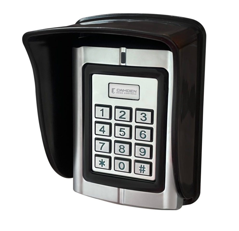 Access control keypad with protective hood